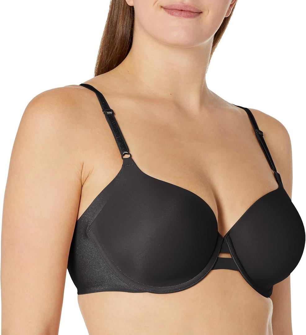 Warner's Women's Plus Size Simply Perfect Underarm-Smoothing Comfort Underwire Lightly Lined T-Shirt Bra (38B, Rich Black)