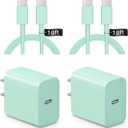 iPhone 17 16 15 Charger Fast Charging 10FT - 2 Pack 20W USB C Charger Block with Type C Cable Compatible with iPhone 17/17 Pro/17 Pro Max/Air/16/16e/15, iPad Pro, Air M3/M2/5/4, 11th/10th (Green)