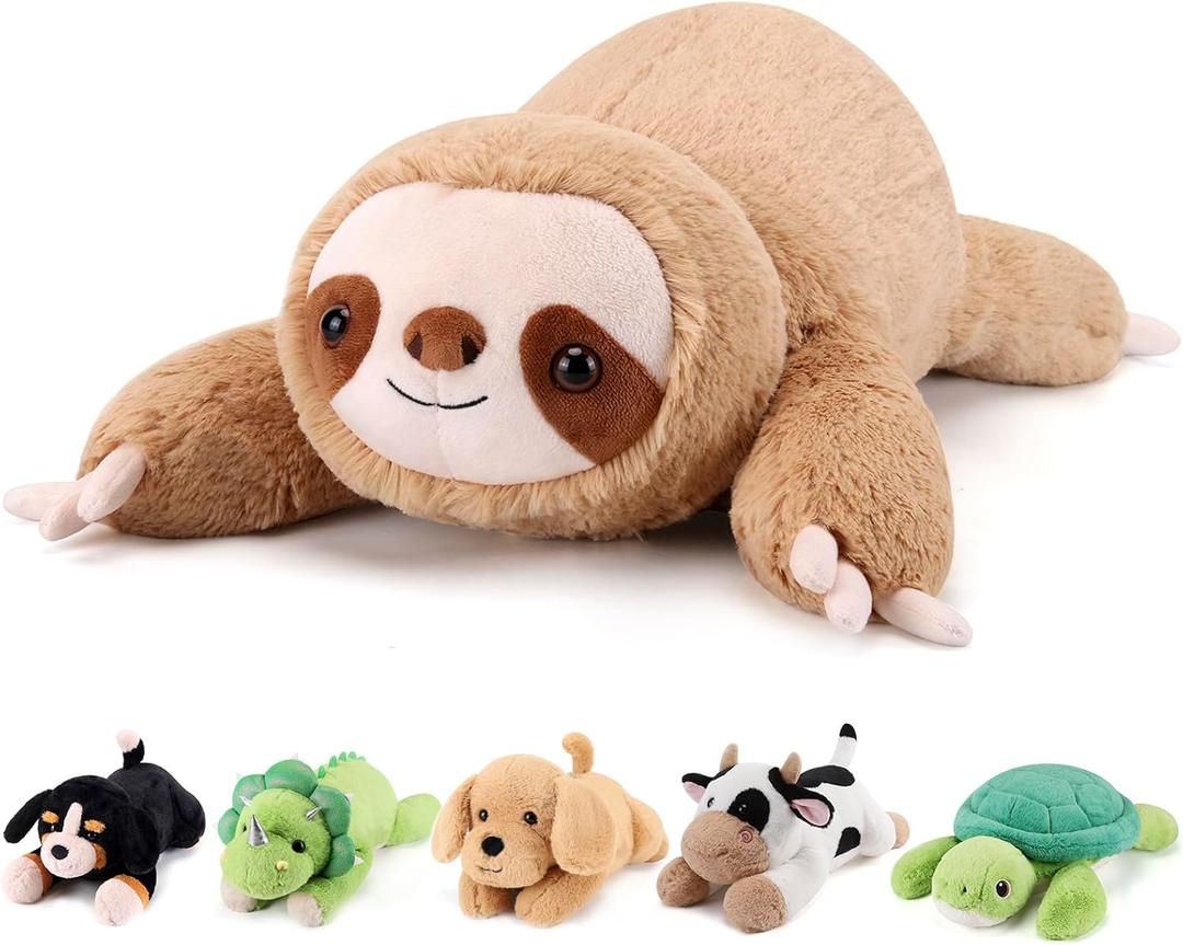 Gnomantic Sloth Weighted Stuffed Animals - 28 Inch 5.0 Pounds Weighted Plushies Sloth Stuffed Animal - Large Plush Pillow - Cute Plush Toy Gifts for Kids & Adults (28" 5.0 lbs)