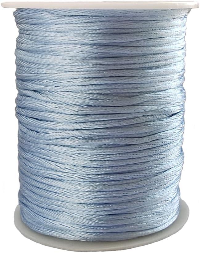 1.5 mm x 110 Yards Nylon Satin Cord Beading Braided Thread String for Chinese Lucky Knotting Rattail Macrame Necklaces Bracelets Jewelry Making (Light Blue)