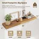 Dreamland 36 Inch Long Floating Shelves Set of 2, Rustic Solid Elm Wood Floating Shelf Wall Mounted, 8 Inch Deep Wooden Wall Shelves for Living Room, Bedroom, Bathroom, Kitchen, Natural, Flat Edge, 36inch