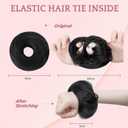 Hair Bun 100% Human Hair Natural Straight Messy Bun Hair Piece with Elastic Scrunchie for Women & Girls- 2 PCS Jet Black