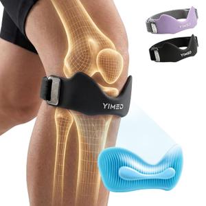 Patellar Tendon Support Strap, Silicone Patella Knee Strap for Knee Pain Relief, Adjustable Patella Band Knee Brace for Basketball, Jumpers Knee, Tendonitis, Osgood Schlatter (Black 1 Pack)