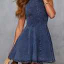 KDF Denim Dress for Women Sleeveless Babydoll Tank Jean Dress Slim Fit A-Line Summer Dresses for Women 2026 (Blue, M)