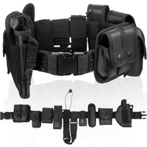 abcGoodefg Police Security Duty Belts Correctional Officers Ultility Cop Costume Belt Law Enforcement for Women Men Hunting (Black)