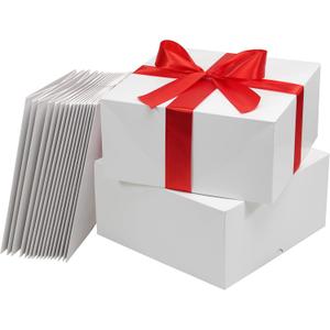 Luckonway White Gift Boxes with Lids, 10-Pack 10x10x5 Inch - Ideal for Gift-Giving, Wedding Favors, Bridesmaid Gifts,Birthday Presents, Holiday Crafts & Party Packaging