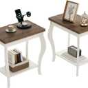 ChooChoo End Tables Living Room, Side Tables Living Room with Curved Legs and Storage Shelf, Small End Tables for Small Spaces, Soft White