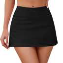 Skorts Skirts for Women Sexy Mid-Waisted Side Split Y2k Mini Skorts with Shorts (Black)
