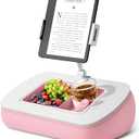 ERGONOV Tablet Pillow Stand for Lap Use with Snack Bowl and 360 Rotating Arm, Adjustable iPad Holder for Bed, Couch, and Recliner, Compatible with 4.7"-13" Kindle, iPad, Tablet, Phone,Pink