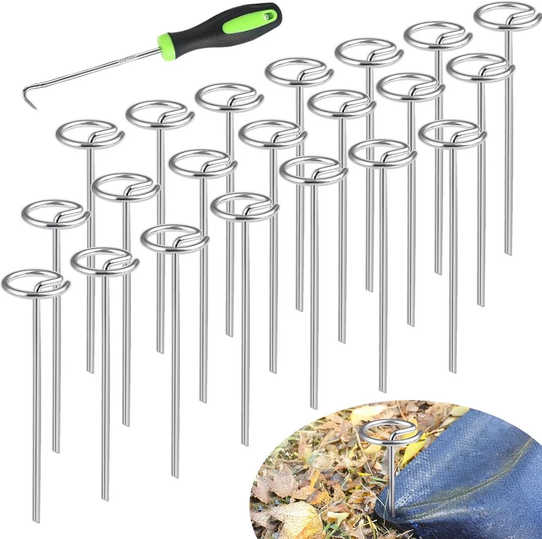 50PCS Landscape Fabric Staples Stakes Pins 6 Inch,Circle Top Garden Staples Weed Barrier Stakes for Securing Garden Fabric Ground Sheets and Fleece,More Holding Power Than U-Shape Landscape Pins
