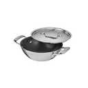 Tramontina Utsava Tri-Ply Clad Stainless Steel 1.8-Quart Kadai with Lid and Ceramic Non Stick Interior, Induction-Ready Small Kadhai Pot for Indian Cooking