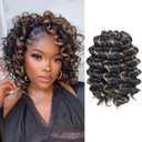 ToyoTress Ocean Wave Crochet Hair - 9 Inch 8 Packs Brown Blonde Highlight Ocean Wave Braiding Hair, Beach Curl Deep Twist Water Wave Short Curly Synthetic Hair Extensions (9Inch, P1B/30/27-8P)