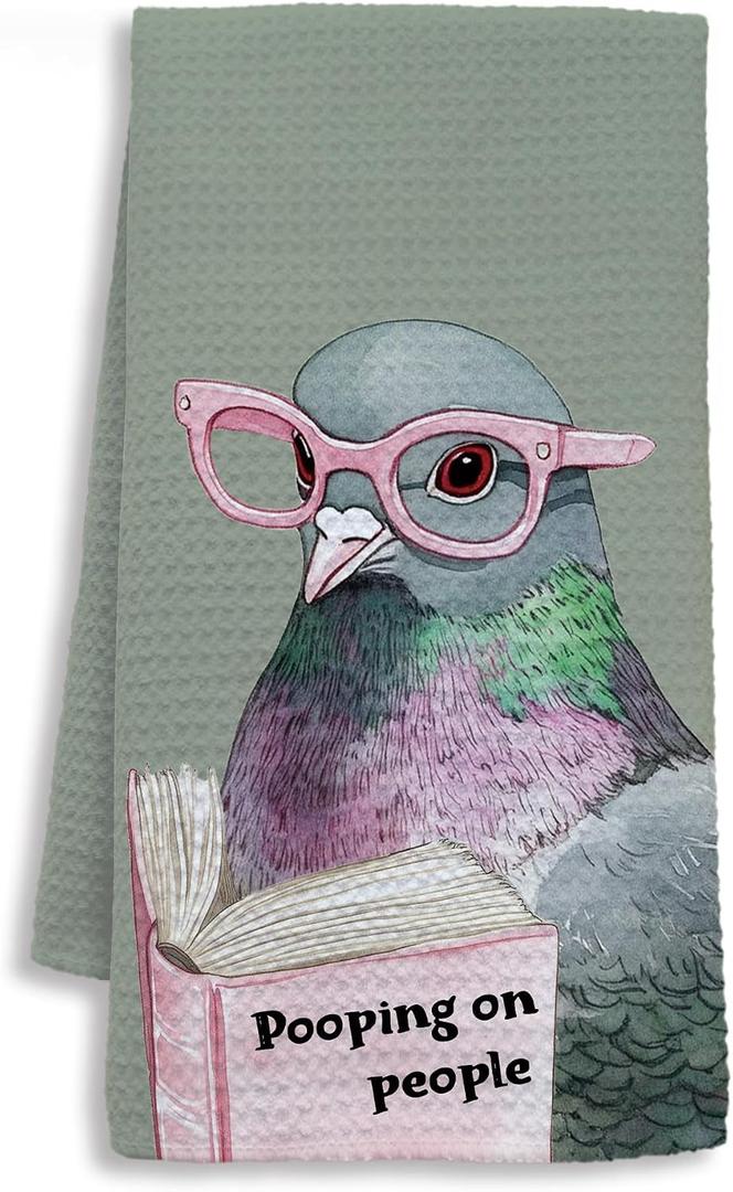 Funny Pigeon Bird Bathroom Hand Towels, Funny Bathroom Decor, Pooping on People Humorous Hand Towels for Bath Room Washroom, Gifts for Bird Lovers, 16x24 Inch