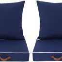 Enipate Outdoor Deep Seat Cushion Set of 2, Weather Resistant Patio Furniture Cushions with Zipper and Handle, 24 x 24 x 5 inch Outdoor Wicker Chair Cushions for Patio,Yard,Garden (Navy)