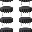 8 Pack Black Round Tablecloth 60 Inch Black Table Cloth for Round Tables, Reusable and Washable Polyester Tablecloth Stain Wrinkle Resistant Decorative Table Cover for Wedding Party Dining Banquet