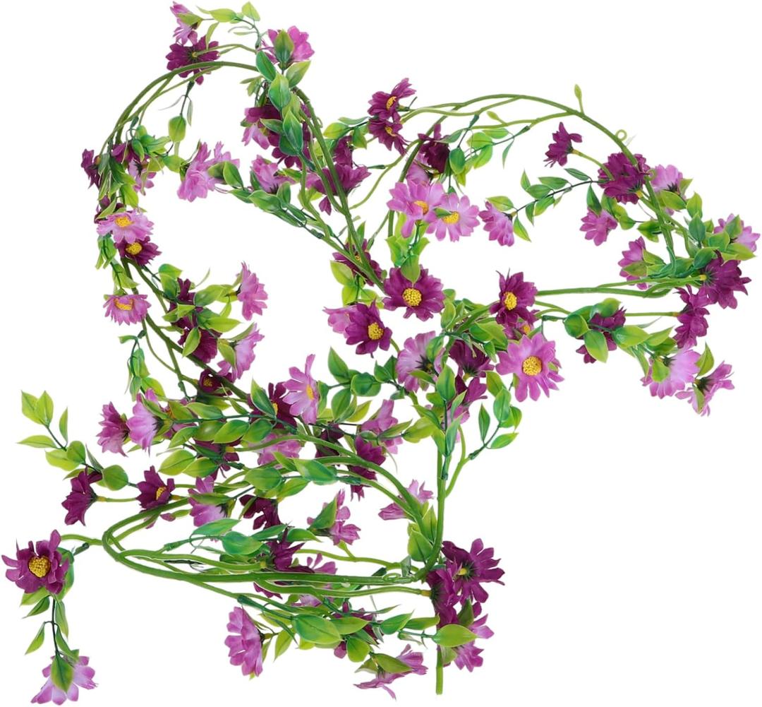Garneck Trendy Faux Daisy Flowers Vines Silk Floral Garland for Wedding Arch Party (Purple)