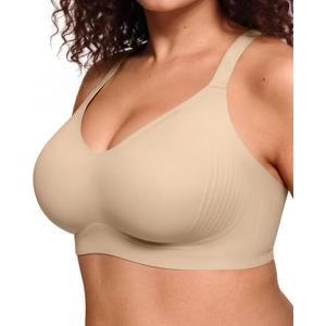 Vertvie Bras for Women No Underwire Wireless Push Up Seamless Full Coverage Comfort Sports Everyday Bra (Nude, Large Plus)