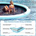 Inflatable Floating Dock, 6-12FT Round Water Hammock Float Ring | Inflatable Island With Woven Mesh Center, Ideal As A Lake Float, Pool Lounge, Swim Platform, Tanning Hammock, 10FT