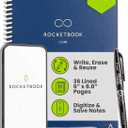 Rocketbook Core Reusable Smart Notebook, Lined Pages For School, Work and Creative Projects, Executive Size 6x8.8, Blue - Premium