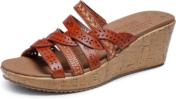 Skechers women's Beverlee - Tiger PosseWedge Sandal size 7.5