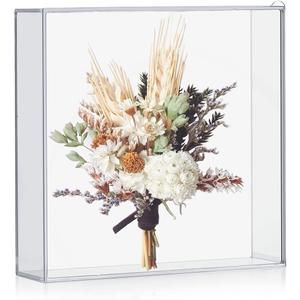 8x8 Shadow Box Frame, DIY Tabletop Display Case, All Clear Memory Box for Dried Flowers/Wedding/Party/Shop Decor, Open Box Only, NO Back Slot for Slip Picture(8x8x2)