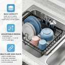 Expandable in Sink Dish Drying Rack - Adjustable Capacity Over The Sink Dish Drainer Drying Rack with Utensil Holder for Kitchen Counter, Drying Rack for Small Space,14.37-21.06L x 11.81W x 3.74D