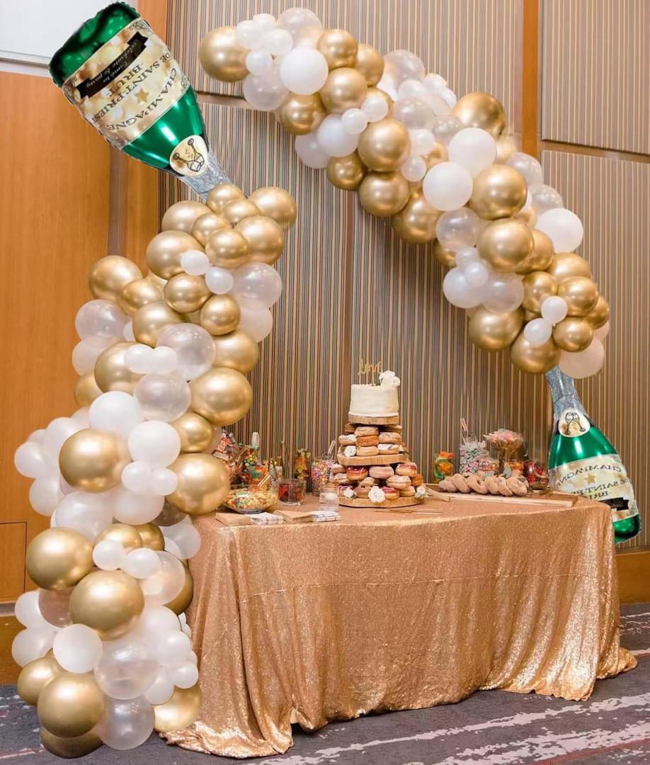 176PCS Champagne Bottle Balloons Balloon Garland Arch Kit, Happy New Year Years Decorations 2026, Balloon for Birthday Engagement Bachelorette Bride To Be Bridal Shower Party Decorations