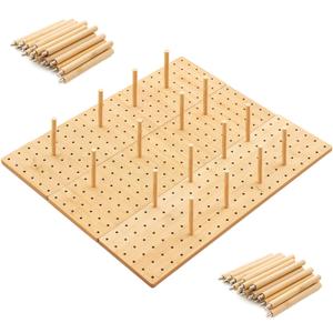 Kigley 3 Pcs Bamboo Wood Pegboard Drawer Organizer with 32 Pegs Wooden Peg Board Drawer Shelf Organizer Adjustable Peg System for Dishes Plate Pot Container Cookware Utensil Kitchen