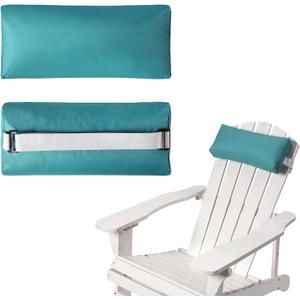Chaise Lounge Head Pillow, 2 Pack Outdoor Lounge Chair Pillows with Adjustable Strap Longue Head Pillow Headrest Pillows for Patio Backyard Beach Pool Garden Recliner(Khaki)