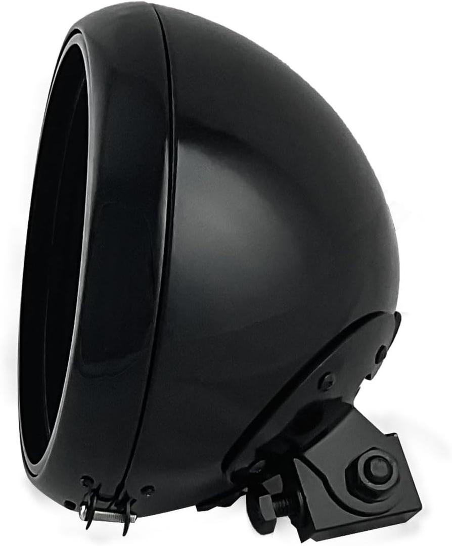 FATECIM Motorcycle 7" Round Headlight Bucket Housing 7 Inch LED Headlamp Shell Protective Cover Heavy Duty Universal for Harley Kawasaki Honda Yamaha Suzuki Chopper Cafe Racer Bobber Aprilia Black