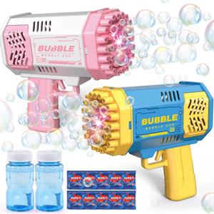 JONEG Toys for 3-8 Year Old Boys Girls: 2 Pack Bubble Machine for Kids with Bubble Solution, Gifts for 3 4 5 6 7 8 Years Old Boy Birthday Toy for Kid Toddlers Ages 4-6 Outdoor Wedding Bubbles Wands (Blue+pink)