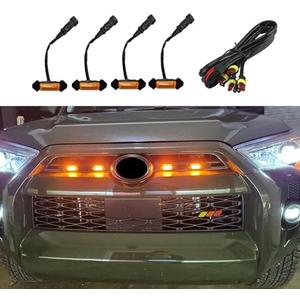 4PCS LED Grille Lights, Bright Amber LED Grill Lights with Wiring Harness, Waterproof Front Grill Trim Lamps, Vehicle Exterior Grille Lamps Replacement for 2016-2019 Tacoma TRD PRO Front Grille 4PCS LED Grille Lights, Bright Amber LED Grill Lights with Wiring Harness, Waterproof Front Grill Trim Lamps, Vehicle Exterior Grille Lamps Replacement for 2016-2019 Tacoma TRD PRO Front Grille