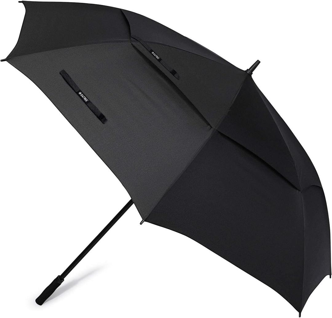 G4Free 47/54/62/68 Inch Automatic Open Golf Umbrella Oversize Extra Large Double Canopy Vented Windproof Waterproof Stick Umbrellas (72 inch, Carbon black)