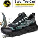 Steel Toe Work Shoes for Men and Women Lightweight Comfortable Industrial & Construction Work Safety Sneaker Black (Black) 46