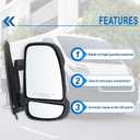 Right Passenger Side Door Mirror Compatible With 2014-2026 Ram Promaster 1500 2500 3500 With Power Glass Power Folding Turn signal Heated Black Replace#CH1321432 5VF00JXWAG(8+2Pins)