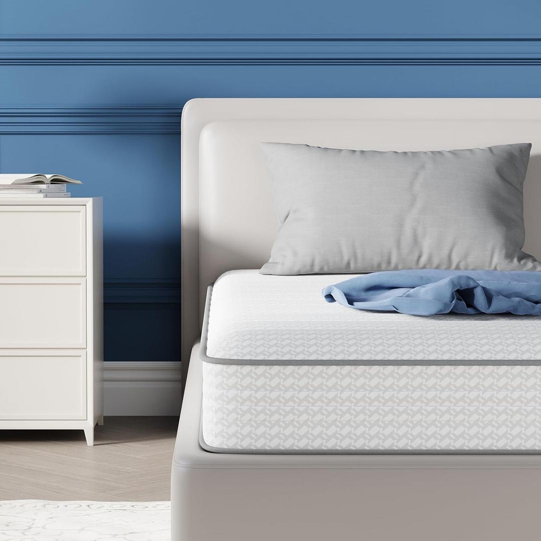 Avenco SleepSphere Twin Mattress 8 Inch in a Box, Hybrid Medium Plush | Premium Quality Innerspring, SmartS Coil Coil Tech, Even & Consistent Support, Euro Top, Pressure Relief, CertiPUR-US