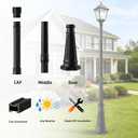76" Black Cast Aluminum Street Light Pole, 4-Section Adjustable Lamp Post with Crossbars & 3" Universal Adapter Cap for Outdoor Porch, Patio, Yard, Garden, Driveway (Light Not Included)