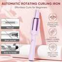 Auto Rotating Hair Curler - 4 Temperature and Timer Settings, Automatic Curling Iron with Automatic Shut-Off, Anti-Tangle and Scalding, Curling Wand for Long Lasting Curls (Purple)