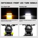 FACAILAHA Motorcycle Switchback Front Fork LED Turn Signals Universal 12V Sequential Amber Blinkers Running Lights fit Honda Harley Yamaha Suzuki Kawasaki, Chrome