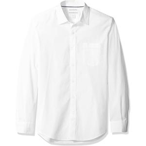 Amazon Essentials Men's Long-Sleeve Casual Poplin Shirt, M, White