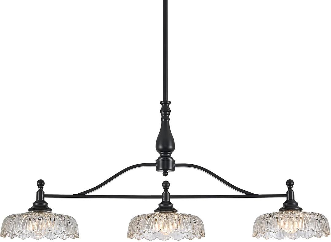 HDDFL Chandeliers Pendant Light Fixture Modern Pendant Lighting Fixtures 3 Lights Chandelier Matte Black Kitchen Glass Hanging Lamp for Island Dining Room Living Room