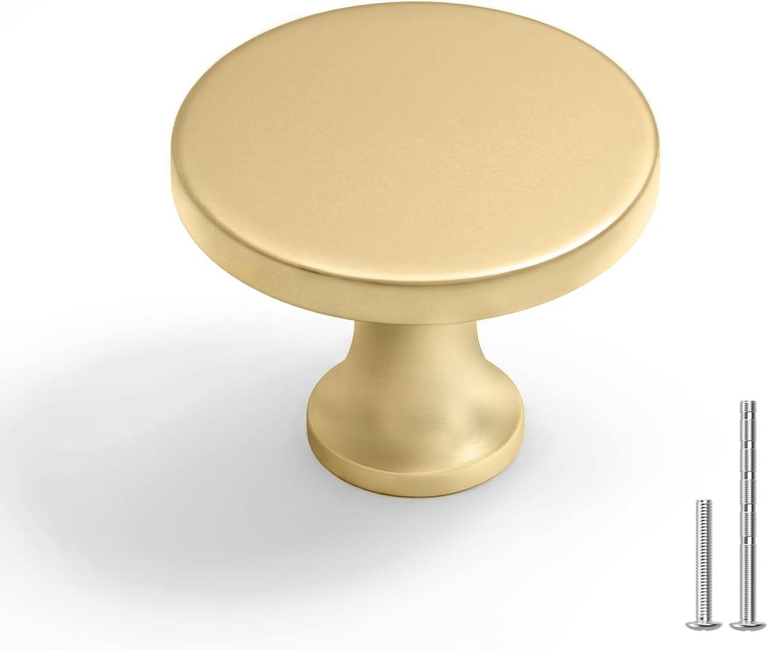 Goldenwarm 10Pack Gold Knobs for Dresser, Gold Cabinet Knobs Matte Gold Dresser Drawers Round Brass Kitchen Cabinet Handles