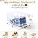 Amllas 12 Pack Clear Shoe Boxes Stackable,Shoe Storage Boxes for Closet,Sturdy Shoe Box Storage Containers with Clear Door,Sneaker Storage,Easy to Assemble,Fit up to US Size 12(13.8x 9.84x 7.1)