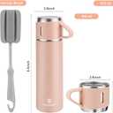 Stainless Steel Thermo 500ml/16.9oz Vacuum Insulated Bottle with Cup for Coffee Hot drink and Cold drink water flask.(Pink,Single)