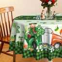 Hexagram Round St Patricks Day Tablecloth 70 Inch, St Patrick's Green Shamrocks Gnome Happy Truck Buffalo Plaid Tablecloths Cover for Party Home Dinner Decor