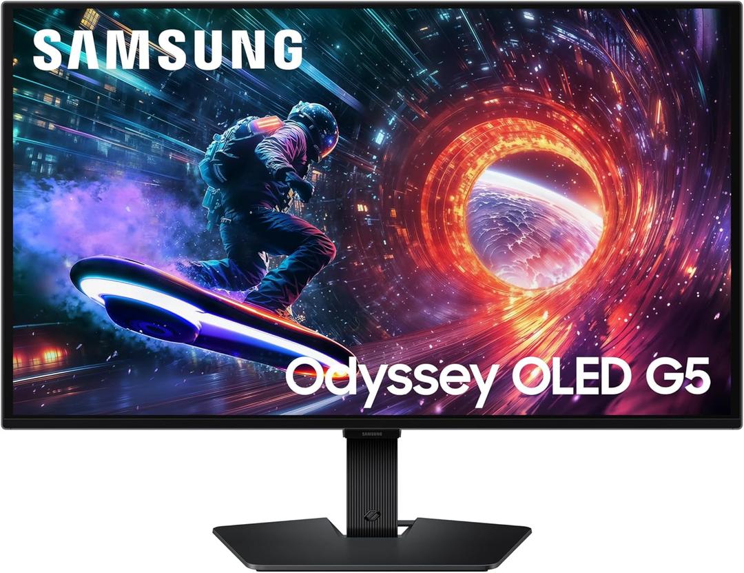 Samsung 27 Odyssey OLED G5 (G50SF) QHD & QD-OLED Gaming Monitor, 180Hz Refresh Rate, 0.03ms (GtG) Response Time, NVIDIA G-Sync Compatible, AMD FreeSync, LS27FG500SNXZA
