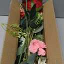 HUAESIN Artificial Valentine Flowers Pink Red Valentines Bouquet with Silk Carnations Velvet Roses Valentines Day Decor Flower Arrangements for Cemetery Grave Home Decor Table Centerpieces