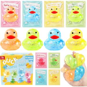 24Pack Fidget Toys with Rubber Ducks Stress Balls, Sugar Squishy Balls for Kids Boys Girls School Classroom, Bulk Prize Gift Exchange Squishy Toys for Party Favors Supplies