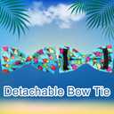 Summer Dog Collar with Bow Tie, Cotton Cute Bowtie Collar, Comfortable Blue Collar with Metal Buckle, M