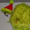 Furry Dog Green Monster Costume with Pet Christmas Hat,Dog Cat Christmas Halloween Costume Outfit Shirt Clothes for Small Medium Large Dogs,Medium (Medium(Chest 17.7inch))